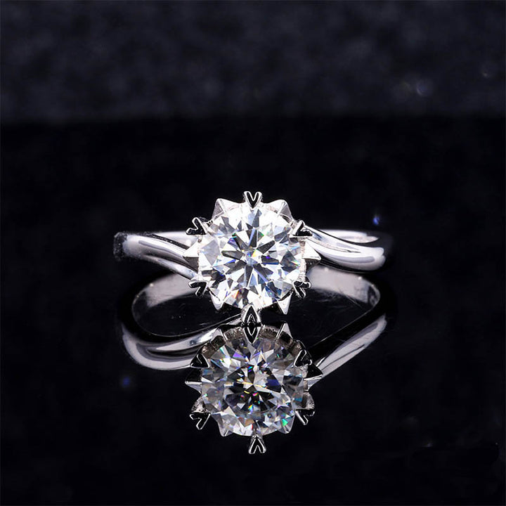 Blooming Petal Solitaire Moissanite Ring