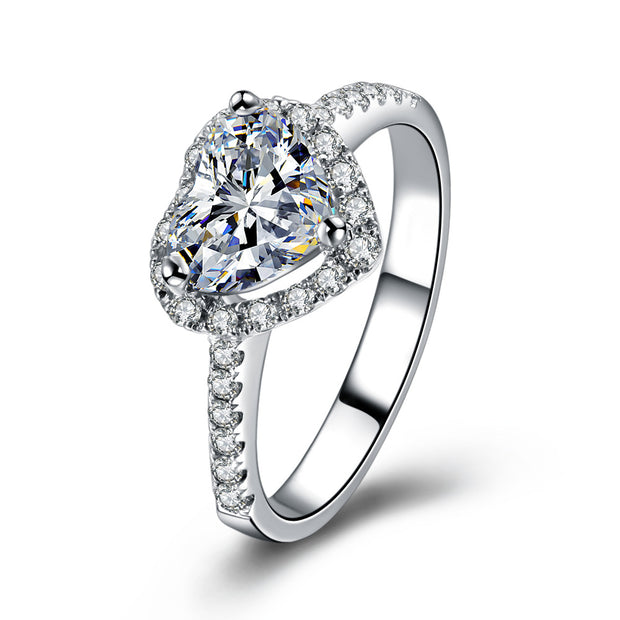 Moissanite 925 Silver True Love Heart Ring