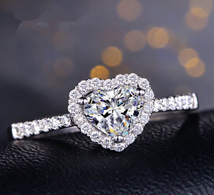 Moissanite 925 Silver True Love Heart Ring