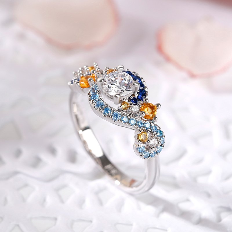 Van Gogh–Inspired Multicolor Moissanite Ring