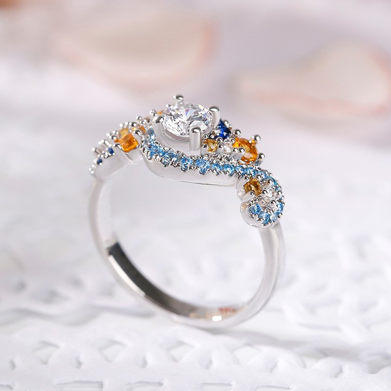 Van Gogh–Inspired Multicolor Moissanite Ring