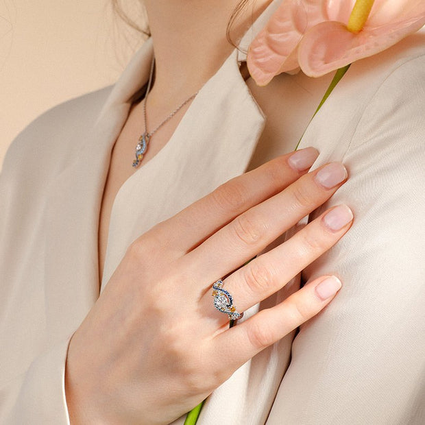 "THE STARRY NIGHT" ROUND CUT STERLING SILVER RING''