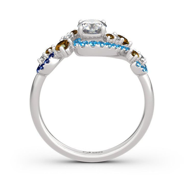 Van Gogh–Inspired Multicolor Moissanite Ring