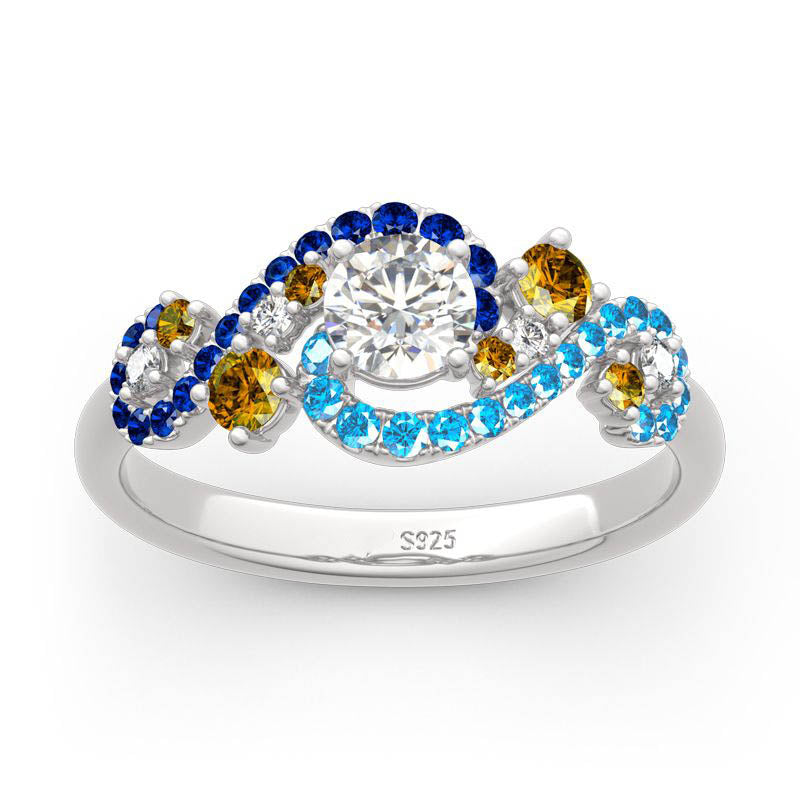 Van Gogh–Inspired Multicolor Moissanite Ring