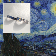 Van Gogh Silver Blue Starry Sky Ring