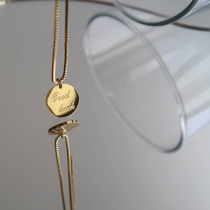 good luck good luck letter medal gold coin necklace
