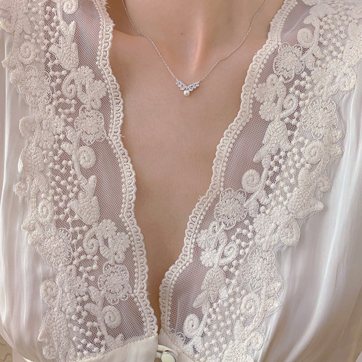 Silver Plated 14ct Gold Pearl Necklace