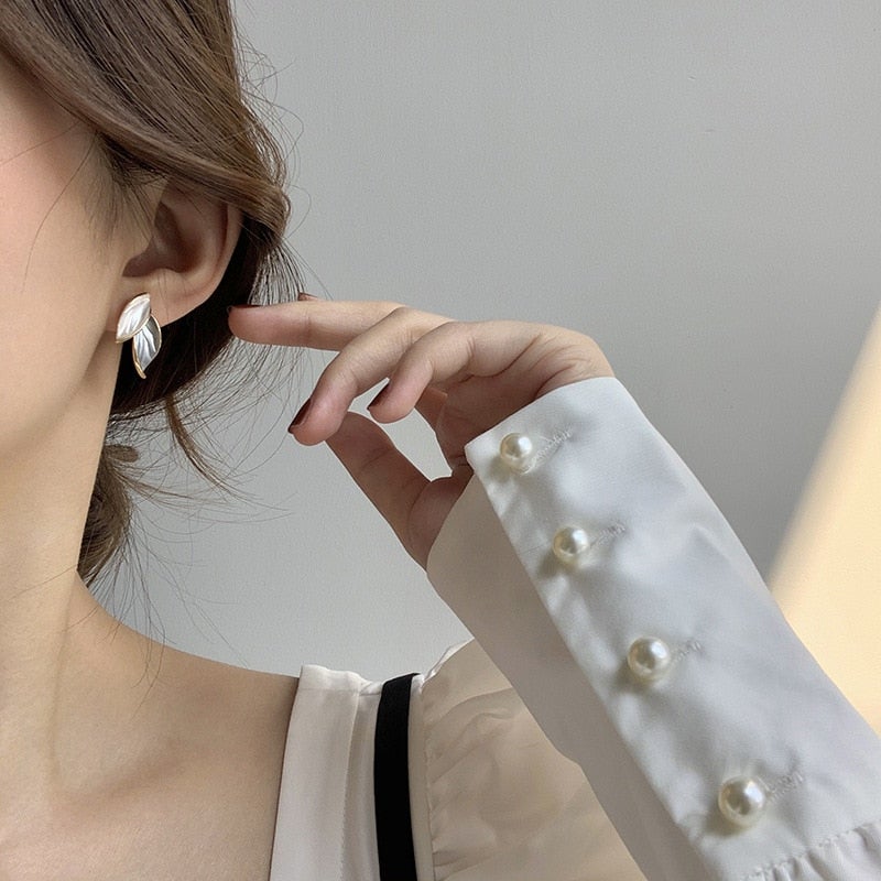Blue Falling Leaf Earrings