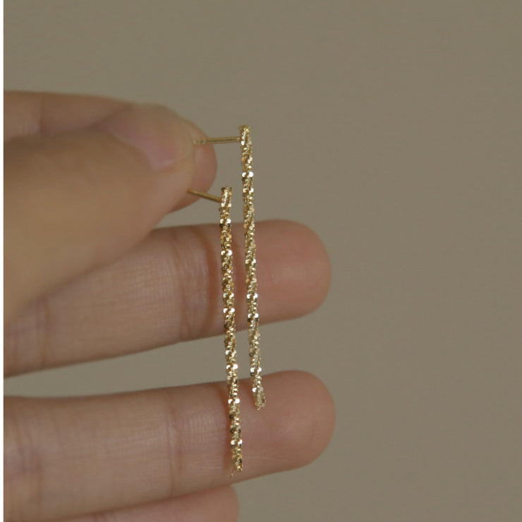 925 Sterling Silver Gold Plated Simple Tassel Earrings