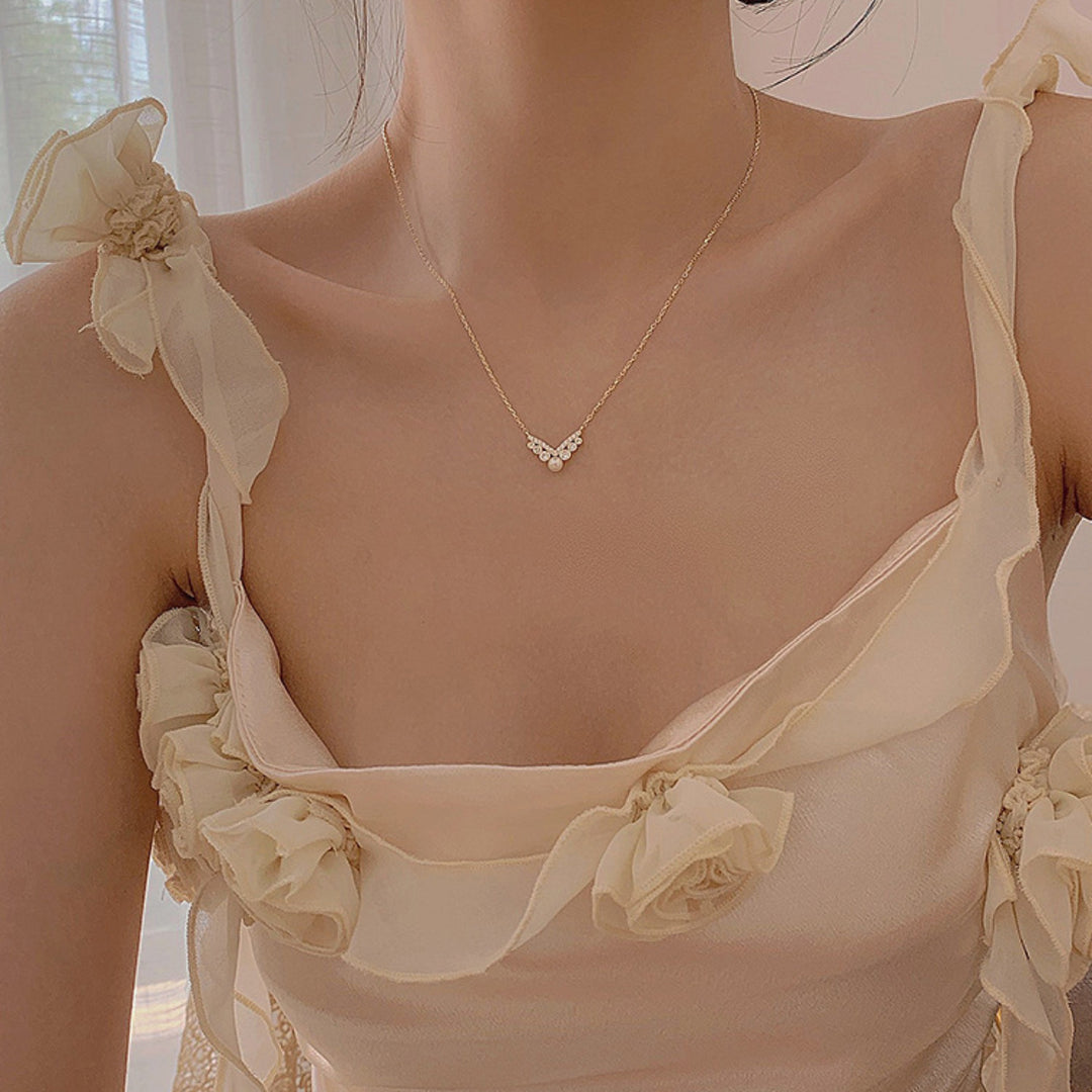 Silver Plated 14ct Gold Pearl Necklace