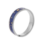 Van Gogh Silver Blue Starry Sky Ring