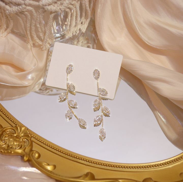 Leaf Crystal Earrings
