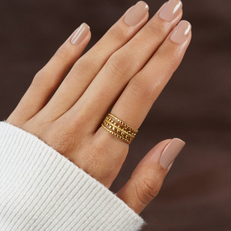 Marissa Layered Gold Leaf Ring