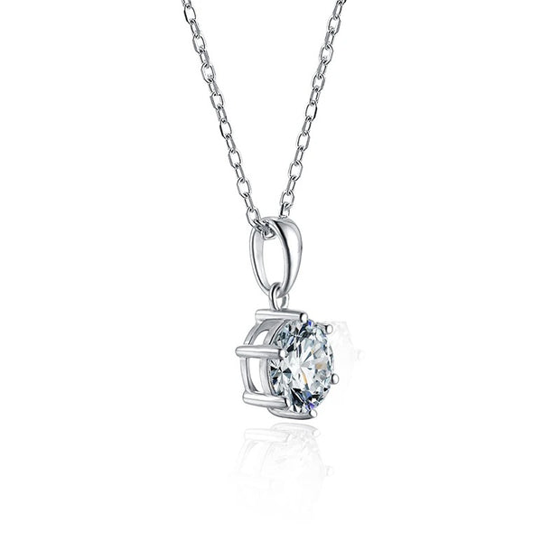 Moissanite 925 Silver Classic Six Prong Necklace