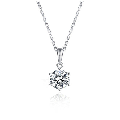 Moissanite 925 Silver Classic Six Prong Necklace