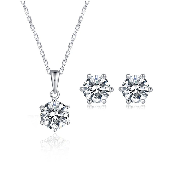 Moissanite 925 Silver Classic Six Prong Necklace