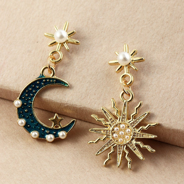 Greece Fairy Tale Moon&Sun Stud Earrings
