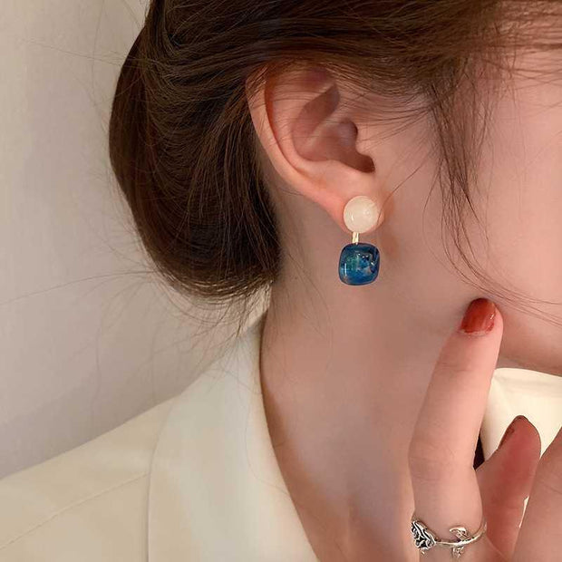 Glazed Misty Blue Chic Earrings