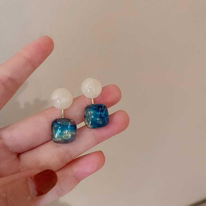 Glazed Misty Blue Chic Earrings