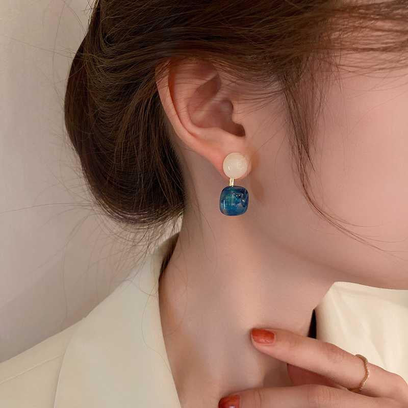 Glazed Misty Blue Chic Earrings