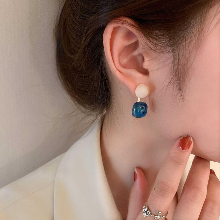 Glazed Misty Blue Chic Earrings