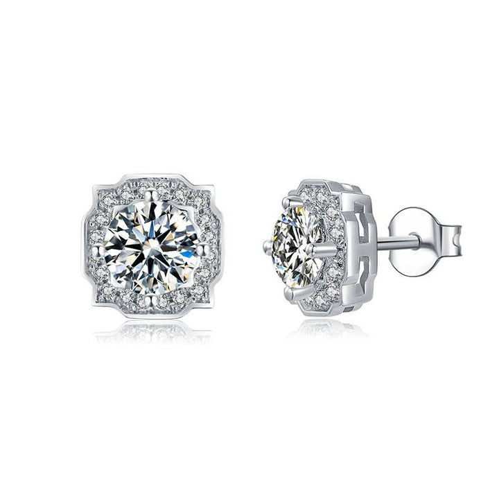 Petal-Edge Halo Moissanite Stud Earrings