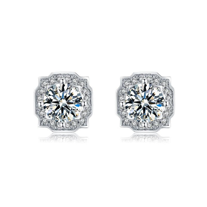 Petal-Edge Halo Moissanite Stud Earrings