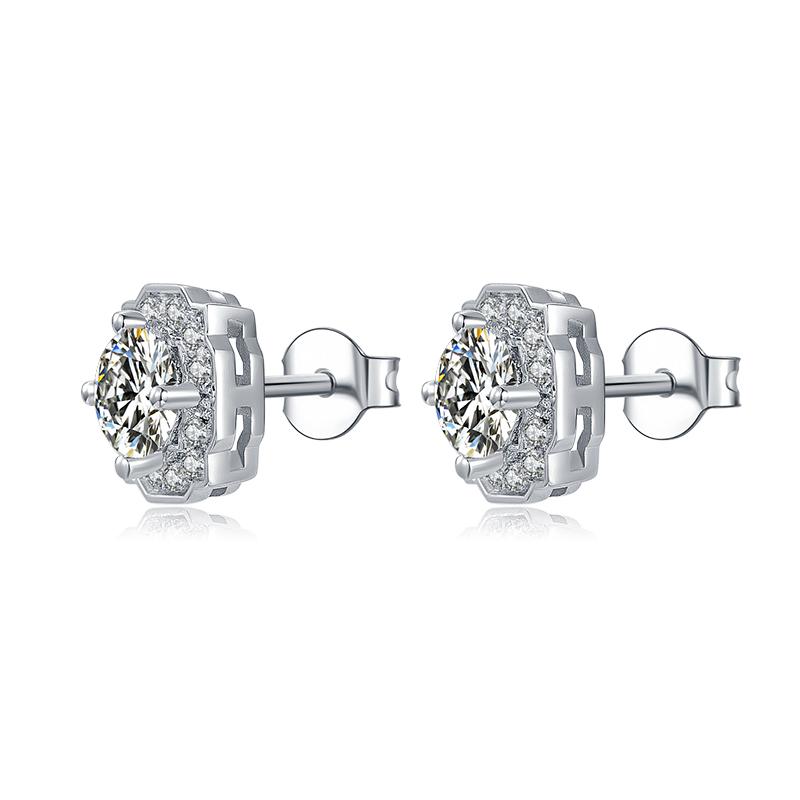 Petal-Edge Halo Moissanite Stud Earrings