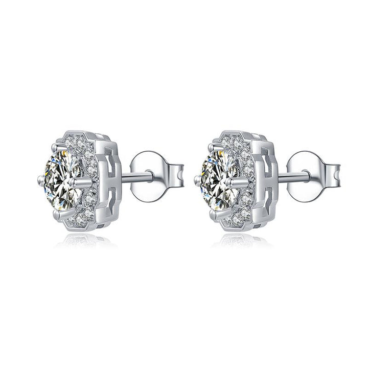 Petal-Edge Halo Moissanite Stud Earrings