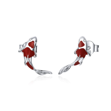 Red Koi 925 Sterling Silver Earrings