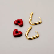 Enamel red love earrings