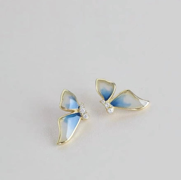 Blue Butterfly Earrings in Sterling Silver