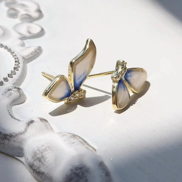 Blue Butterfly Earrings in Sterling Silver