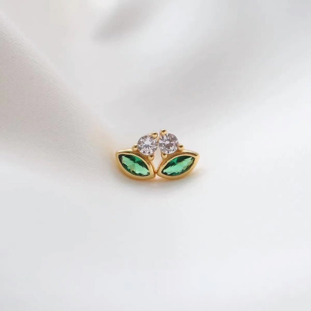 Sterling Silver Vintage Emerald Stud Earrings