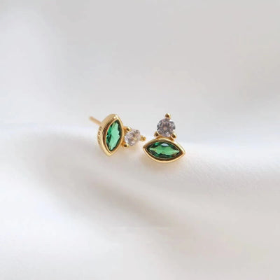 Sterling Silver Vintage Emerald Stud Earrings