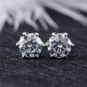 Classic 6 Prongs Moissanite Silver Stud Earrings