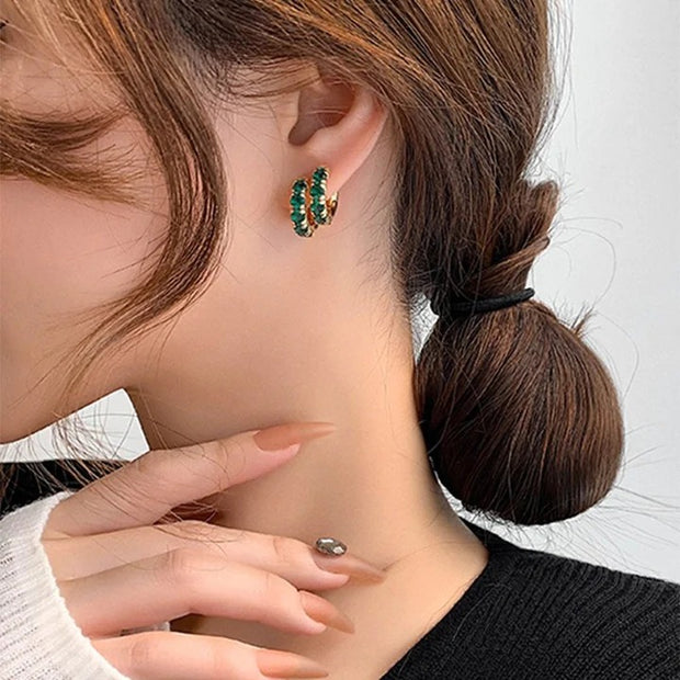 Emerald Green Hoop Earrings
