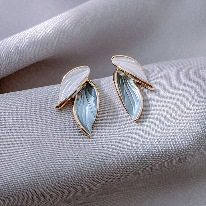 Blue Falling Leaf Earrings