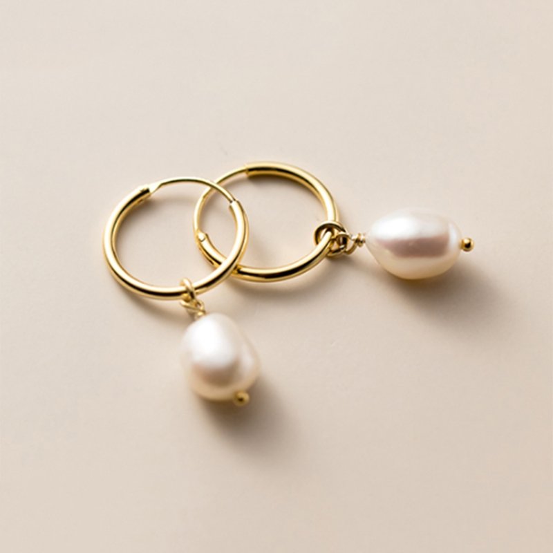 Freshwater Pearl Bella Hoop Earrings in 925 Sterling Silver