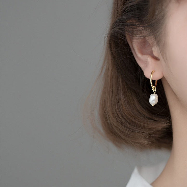 Freshwater Pearl Bella Hoop Earrings in 925 Sterling Silver