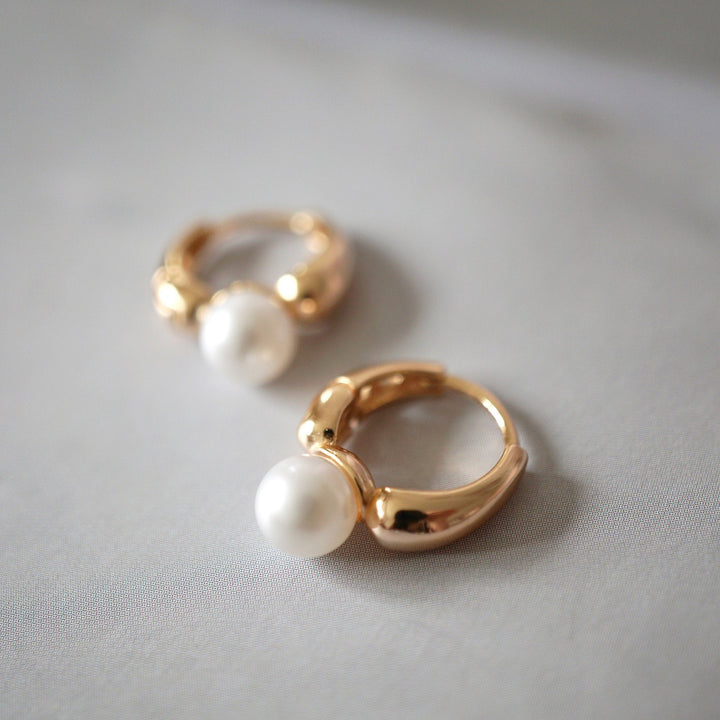 Pearl 925 Silver Hoop Earrings