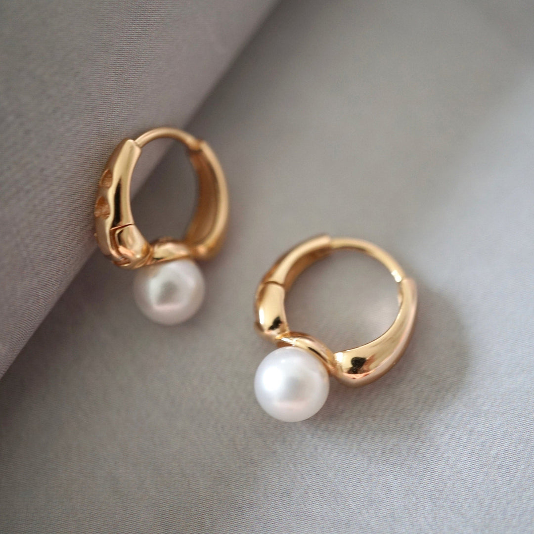 Pearl 925 Silver Hoop Earrings