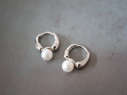 Pearl 925 Silver Hoop Earrings