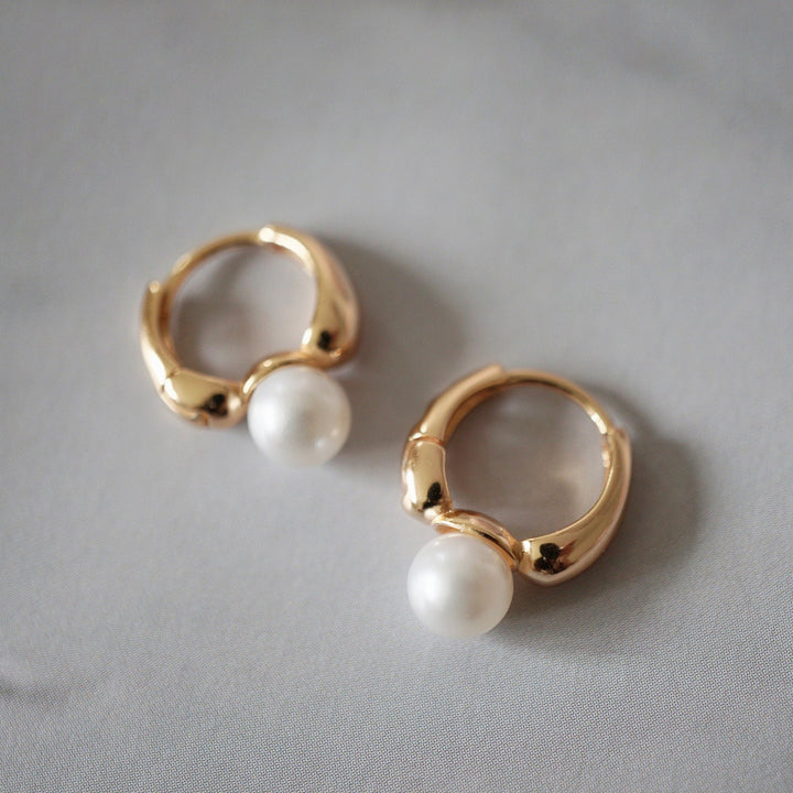 Pearl 925 Silver Hoop Earrings