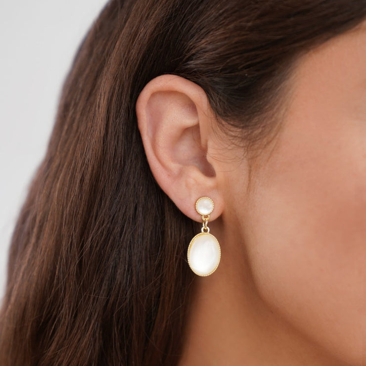 White Stone Drop Earrings